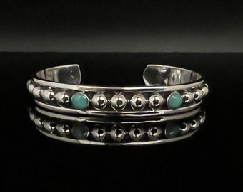 Oxidiertes Kugel-Armband mit Türkis - 925 Sterling Silber - Oxidiert