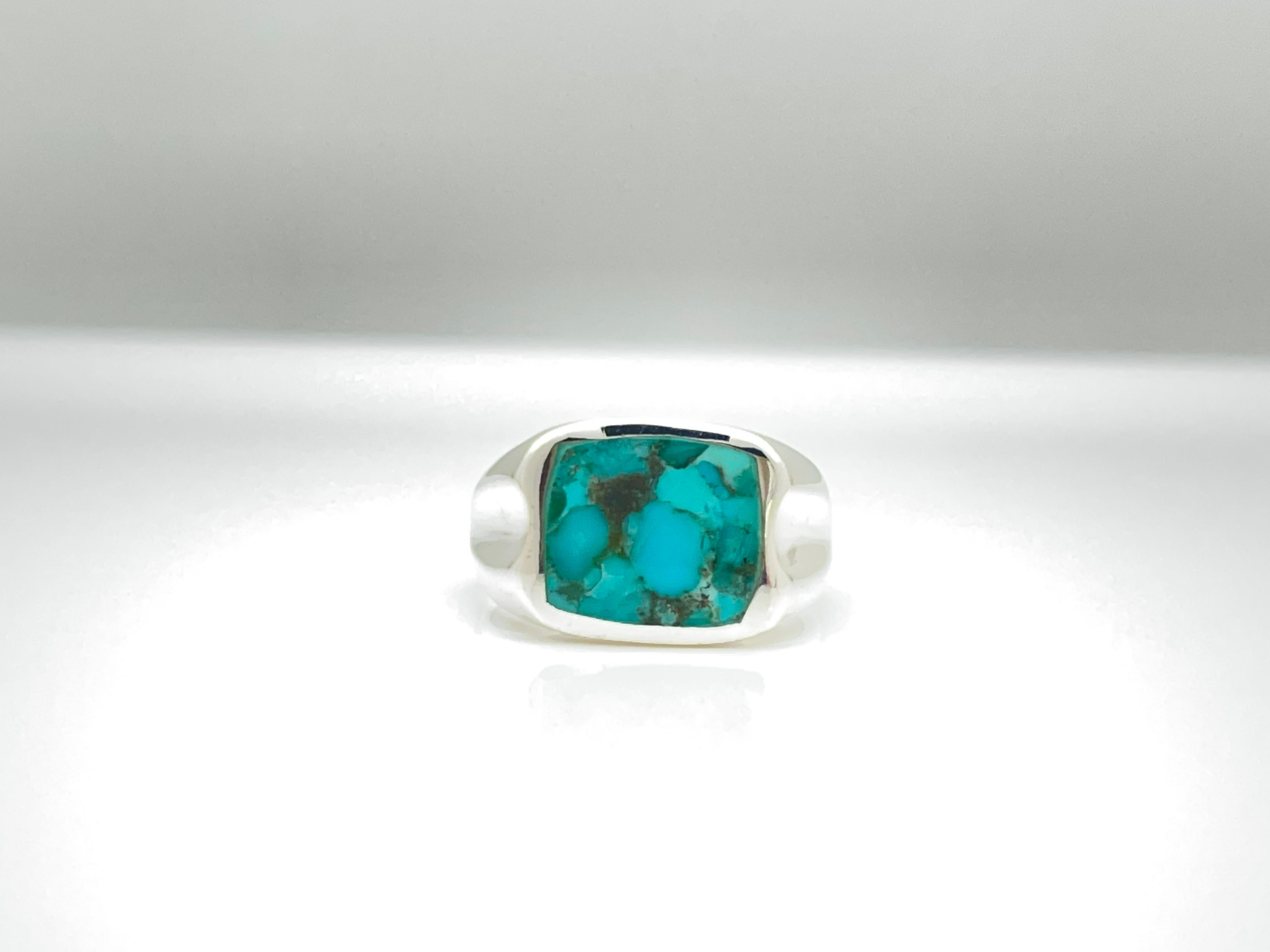 Men's Natural Turquoise 925 Sterling Silver Signet Ring - Etsy