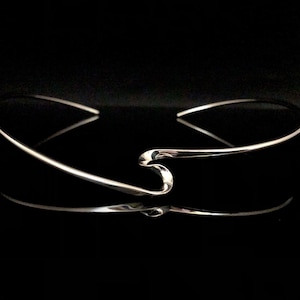 Wave Silver Choker - 925 Sterling Silver - Silver Wave Necklace - 16&quot; Inches -- Silver Chokers