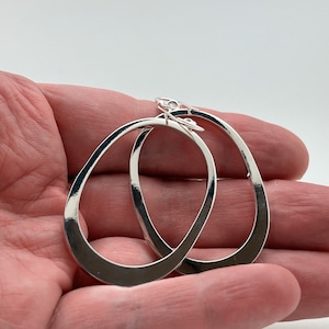Large Dangly Oval Earrings - 925 Sterling Silver -- Front Version