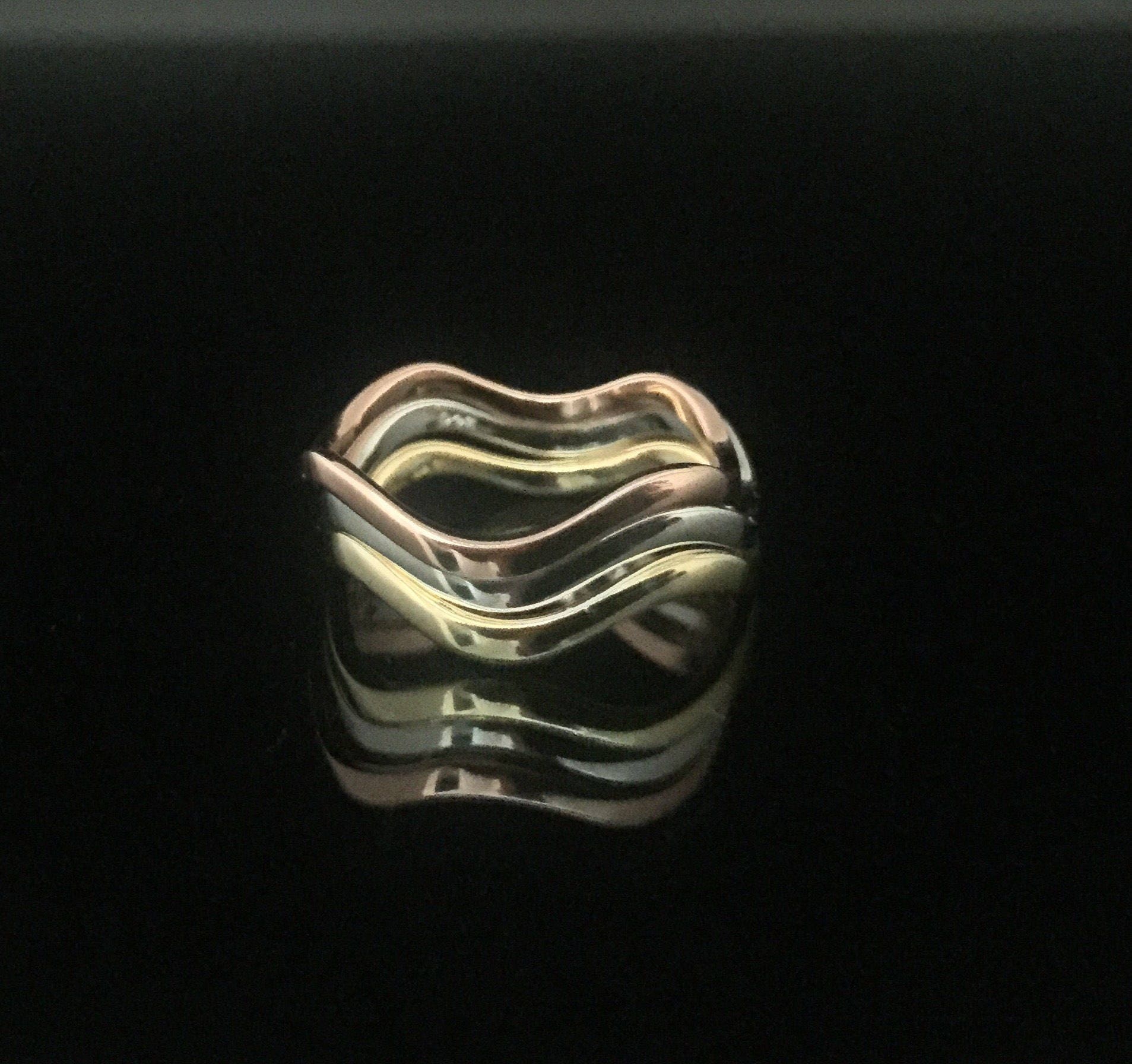 Color Stack Ring Tri Color Stack Rings // 925 Sterling Silver // Set of 3 Gold, Silver ...