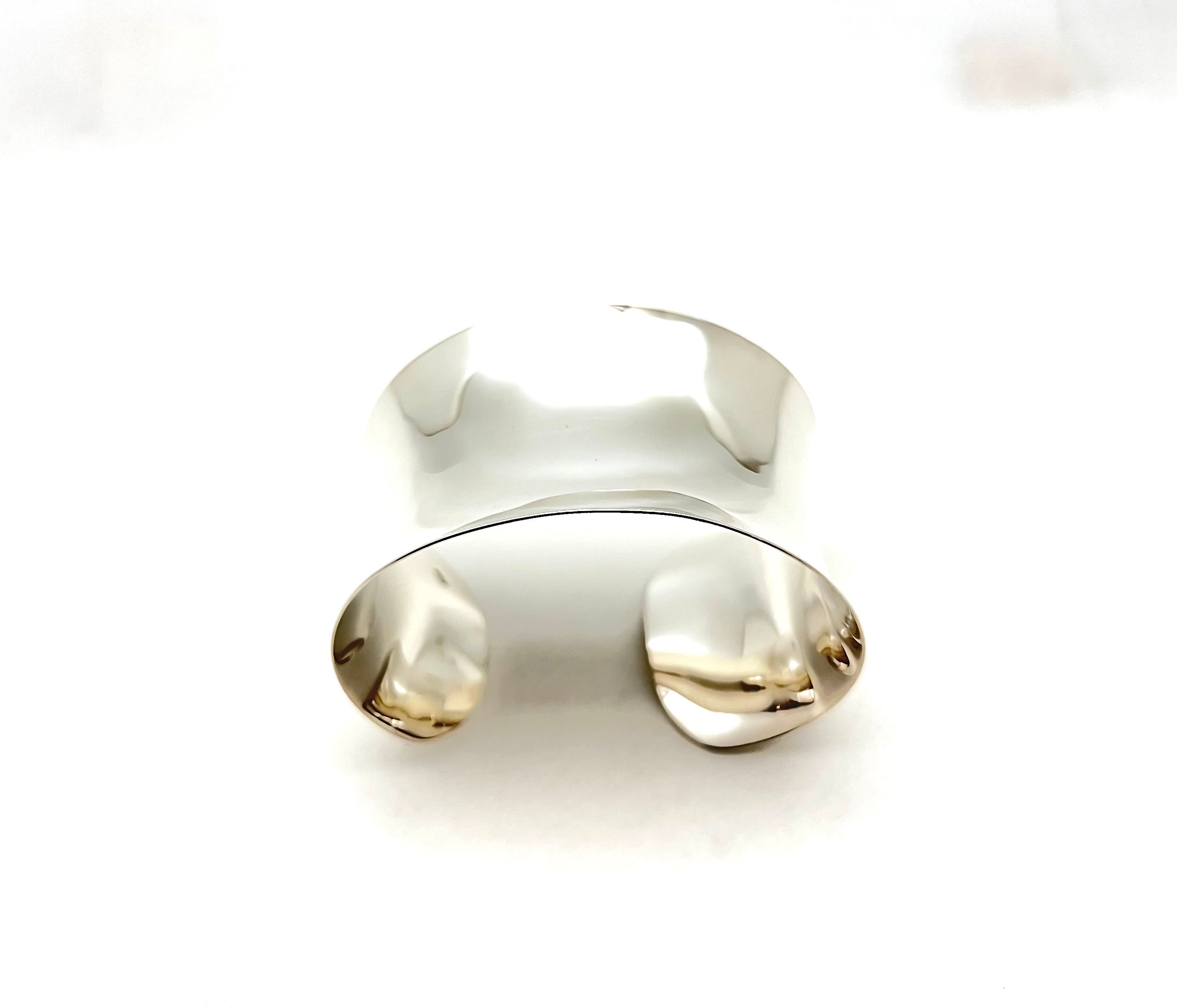 ブレスレット Silver925 Bulky Concave Bone Wide Bracelet / Bangle / Cuff Heavy Vtg Solid Sterling Silver 925 CONCAVE CUFF BANGLE