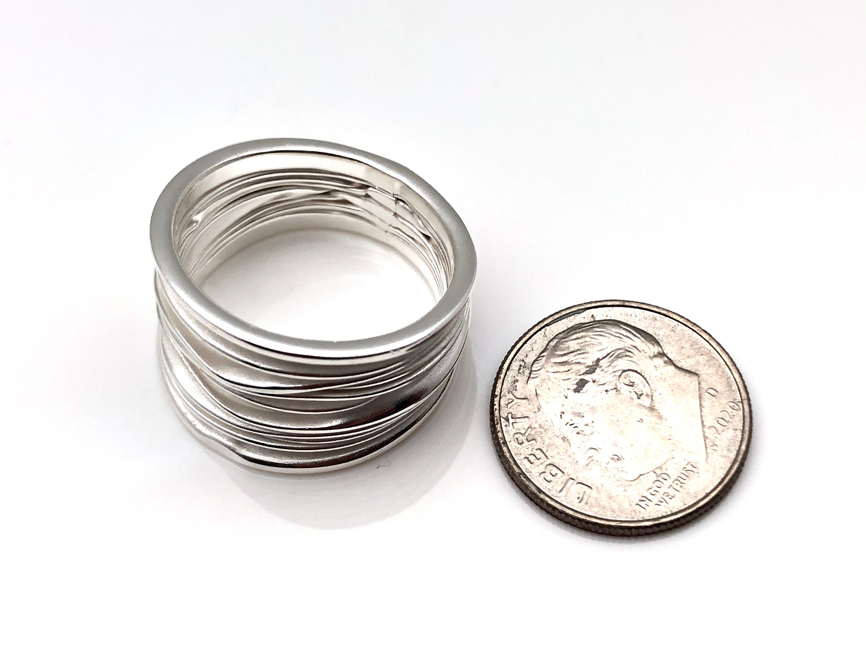 Bague En Argent 925 "Ondulation" - Taille 54, 6,66g - Occasion, Style Sertie