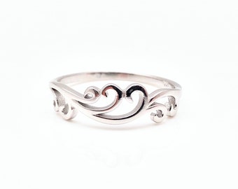 Sterling Silber Swirl Ring, Vintage inspirierter 925er Silber Schmuck, tägliches Geschenk für sie