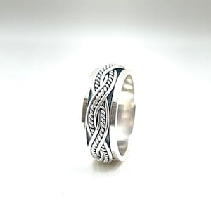 Silver Braid Spinning Ring // 925 Sterling Silver // Braided Spinner Ring