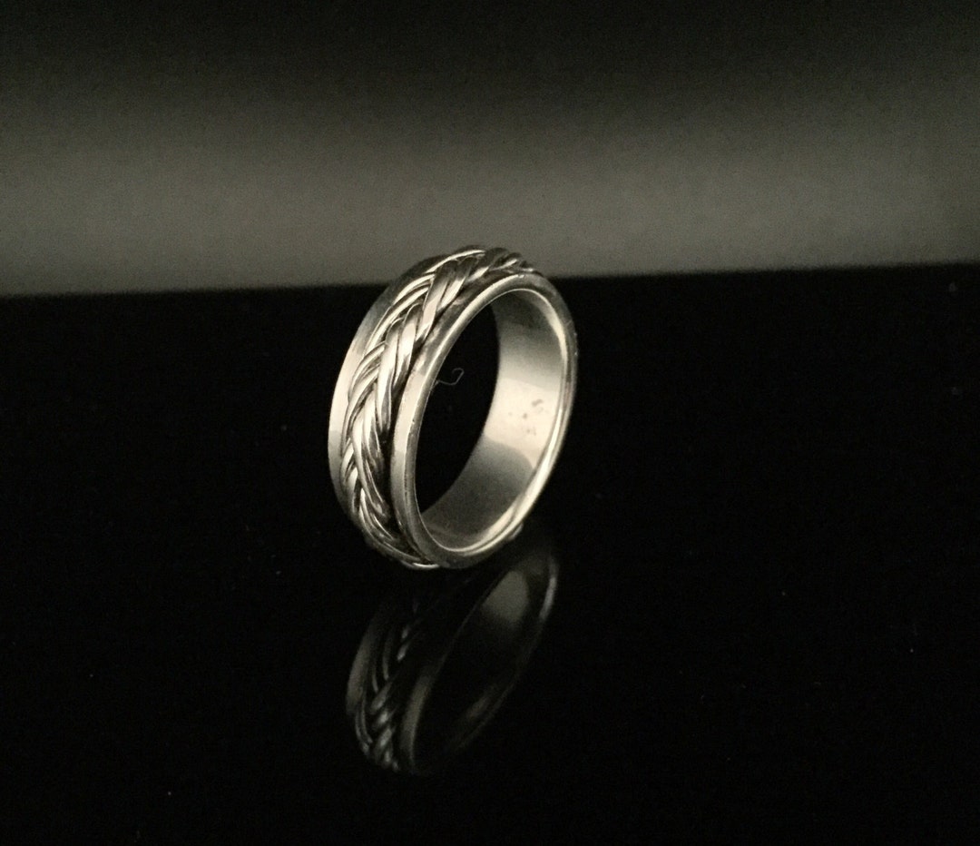 Spinner Ring // 925 Sterling Silver // Braided Design Spinner Etsy