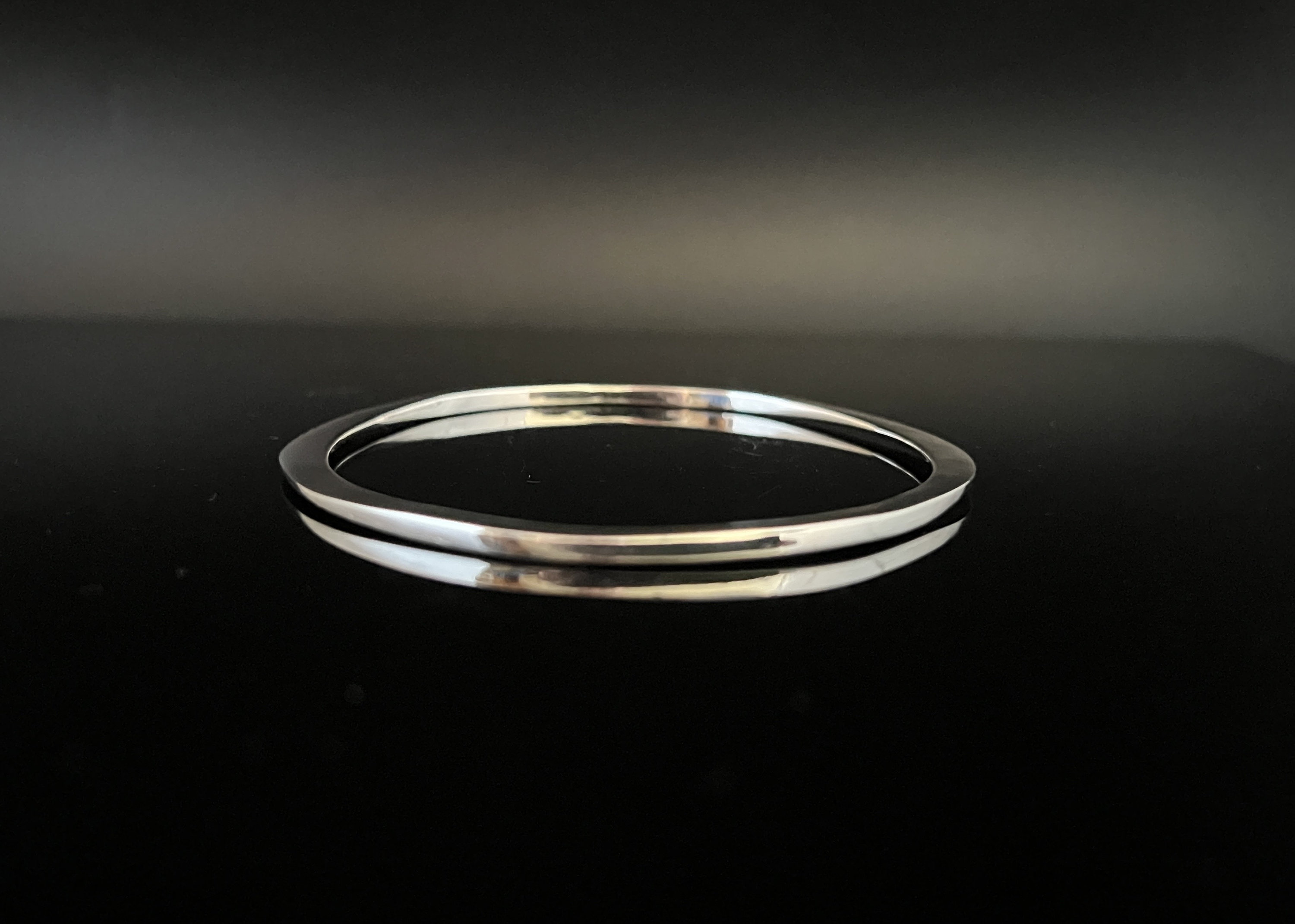 Flat Oval Silver Bangle - 925 Sterling Silver -- Silver Bangles - Etsy