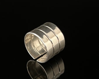 Justerbar silverring med bredt band // 925 sterlingsilver