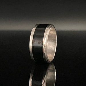 Black Onyx Inlay Band Ring // 925 Sterling Silver // Black Stone Ring // Men's Ring