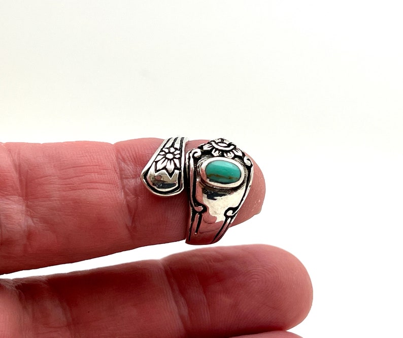 Sterling Spoon Ring with Turquoise // 925 Sterling Silver // Sizes 5 to 10 image 4