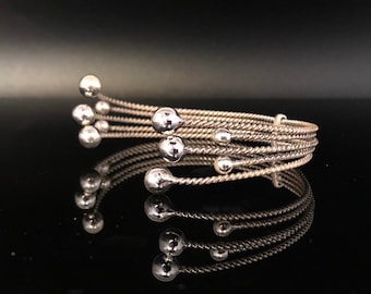 Orbiting Ball Sterling Silver Cuff - Wire Wrapped Bangle