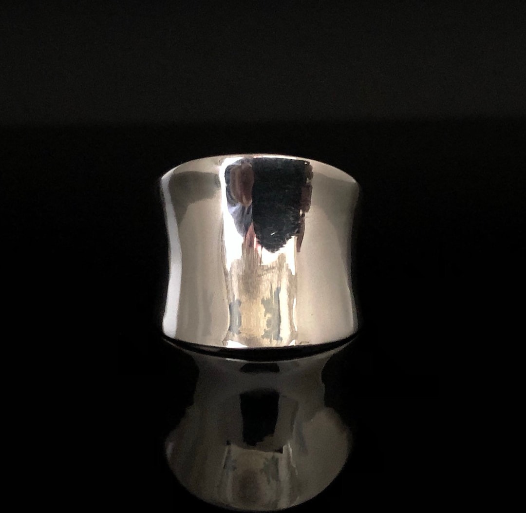 Wide Concave Sterling Silver Ring: Minimalist Band - Etsy