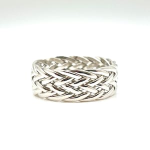 Basket Weave Silver Ring // 925 Sterling Silver // High Polished