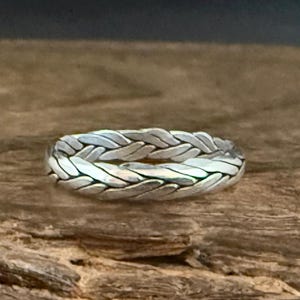 Thin Braided Silver Ring - Handmade - Sizes 5 to 10