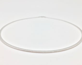 3mm Silver Omega - Silver Omega Chain - 16 to 20 Inches - Sterling Silver -- Sterling Omega