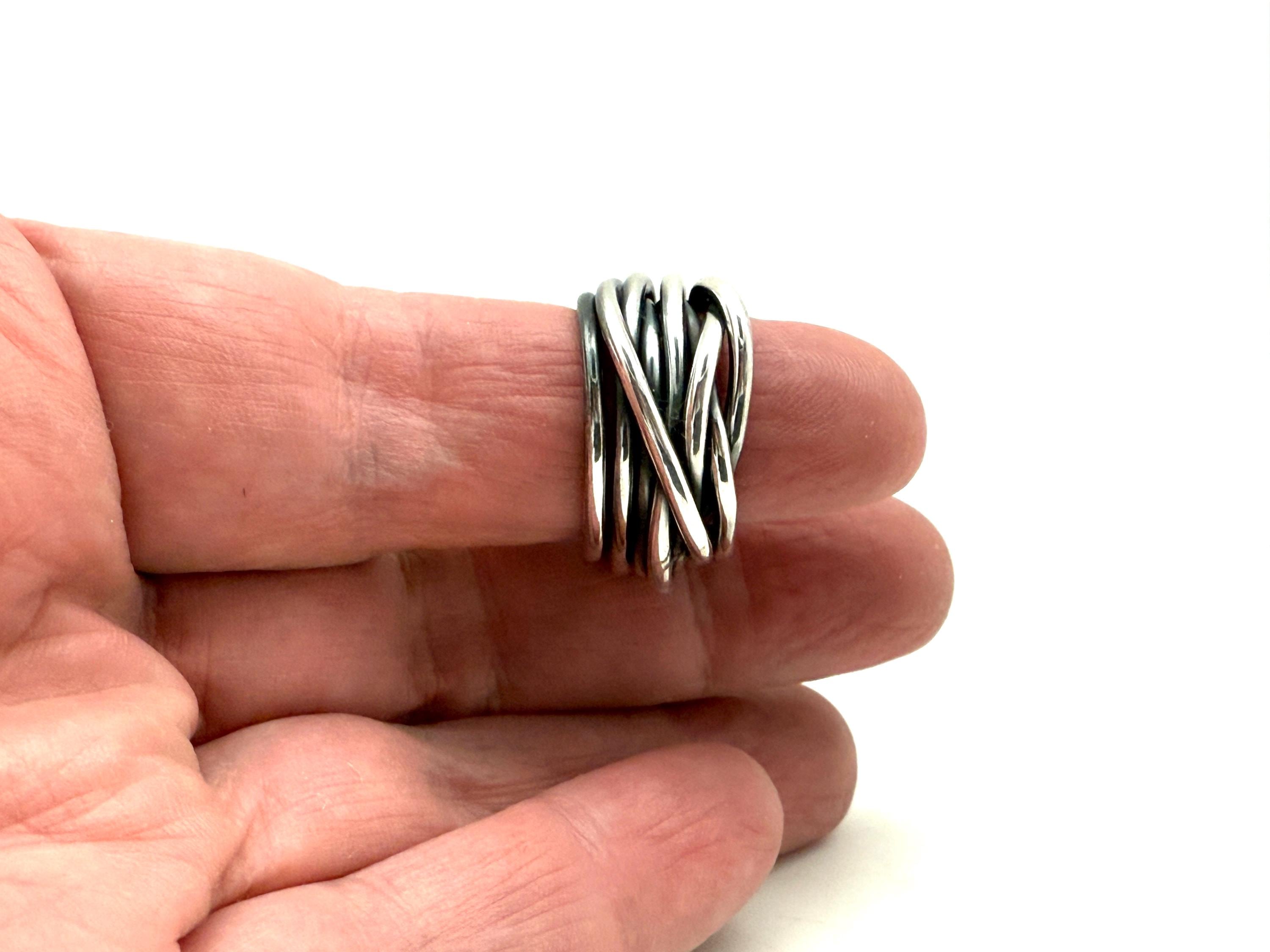 Sliver Rings Multiple Heavy Multi-band Silver Ring // 925 Sterling Silver // Handmade ...