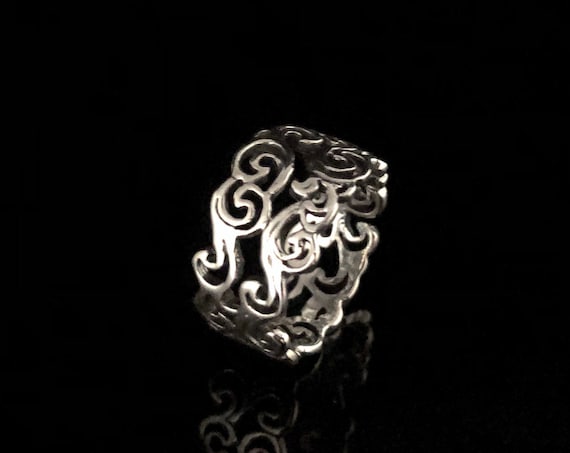 Sterling Silver 925 Filigree Scroll Bracelet Vintage 17.21g, 6.5