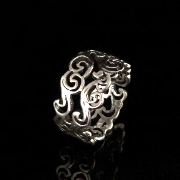 Wide Filigree Scroll Ring // 925 Sterling Silver // Sizes 5 to 9 // Handmade