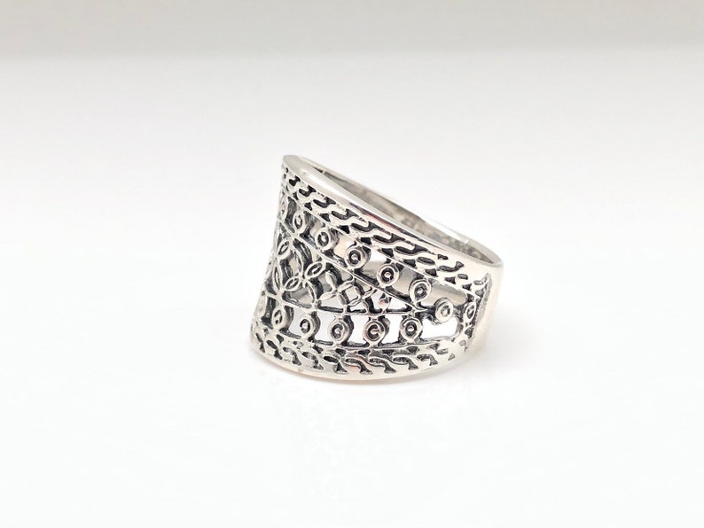 Etched Silver Ring Detailed Silver Ring Filigree Silver Ring Sterling Silver