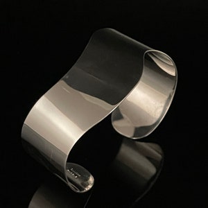 Wavy Wide Silver Cuff - Sterling Cuff -- 925 Sterling Silver
