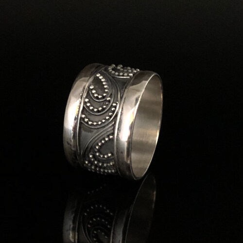 925 Sterling Silver Thumb Ring – Wide Bali Band Unisex, Sizes 5-10