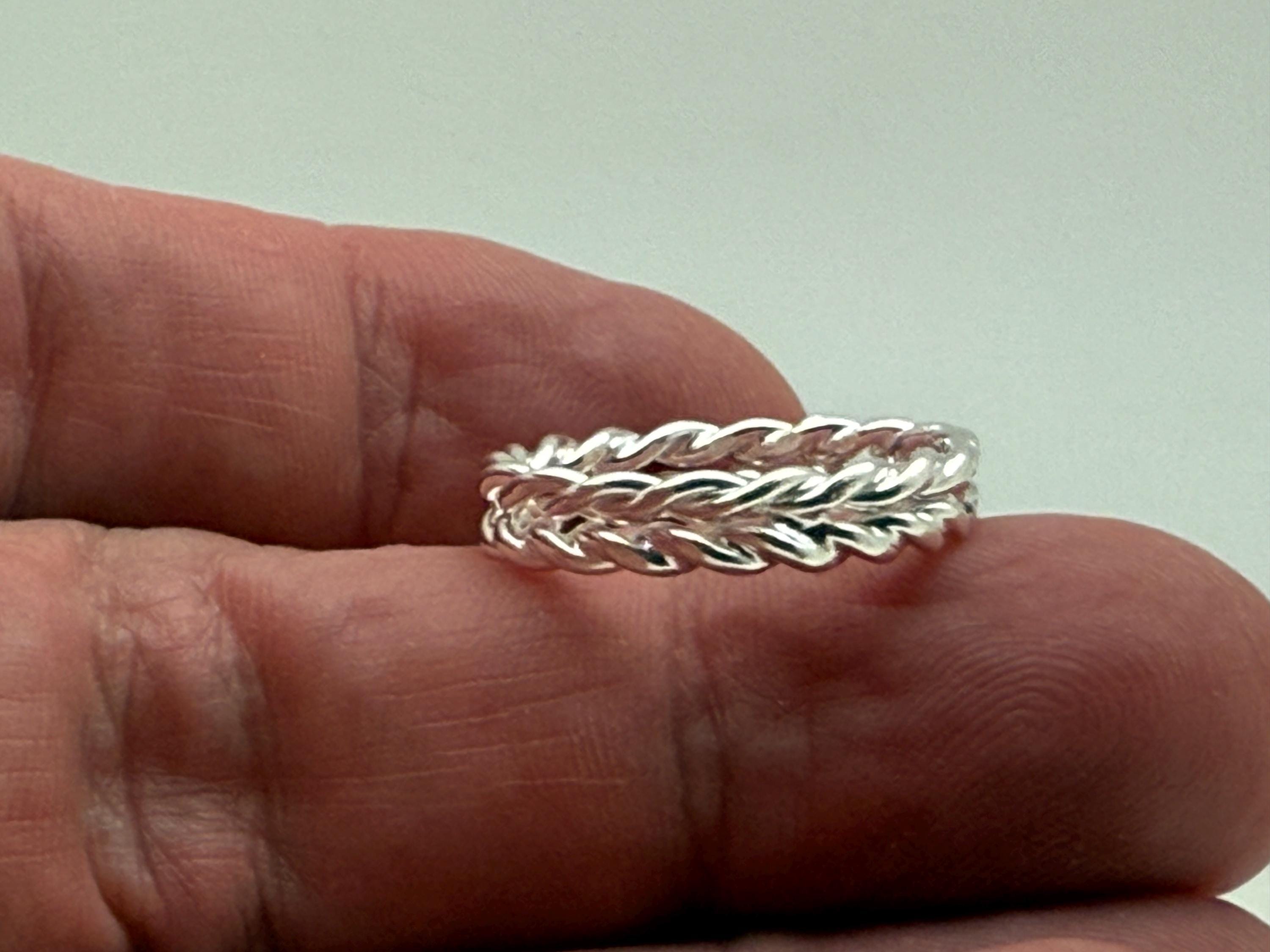 リング(指輪) vintage herringbone sterling silver ring Braided Herringbone Sterling Silver Ring - 4mm Band - Etsy