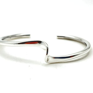 Heavy Silver Wave Bangle - 925 Sterling Silver - Silver Wave Cuff - Handcrafted
