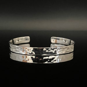 Hammered Flat Silver Cuff Bracelet - 925 Sterling Silver -- Silver Cuffs