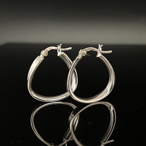 Round Triangular Hoop Earrings 925 Sterling Silver Triangle