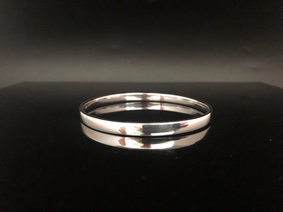 5mm Flat Bangle Bracelet - 925 Sterling Silver - Small Size