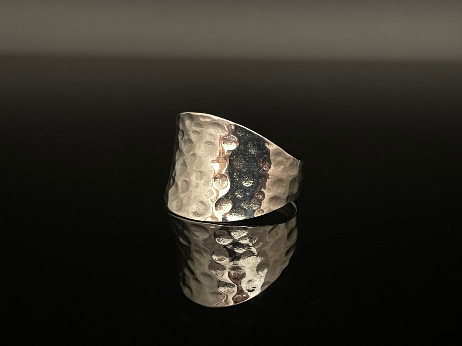Hammered Concave Sterling Silver Ring - Etsy