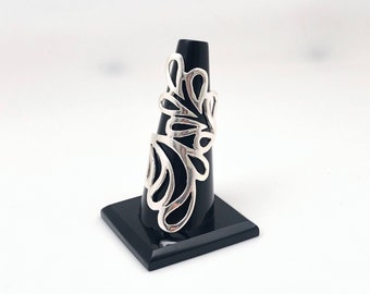 Floraler Cut-Out Sterling Silber Ring - Blatt Design