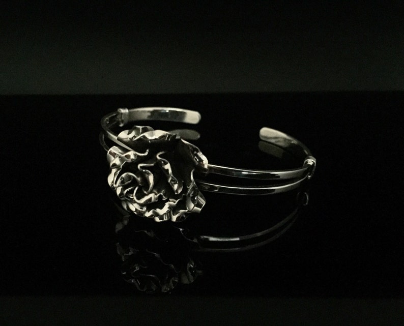 Flower Bracelet Flower Cuff Sterling Rose Cuff Silver Rose Cuff Silver Cuffs Rose Cuff 925 Sterling Silver