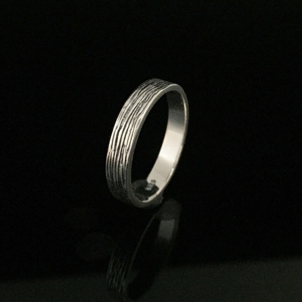 Textured Silver Ring 4mm // 925 Sterling Silver // Oxidized // Sizes 4 to 10