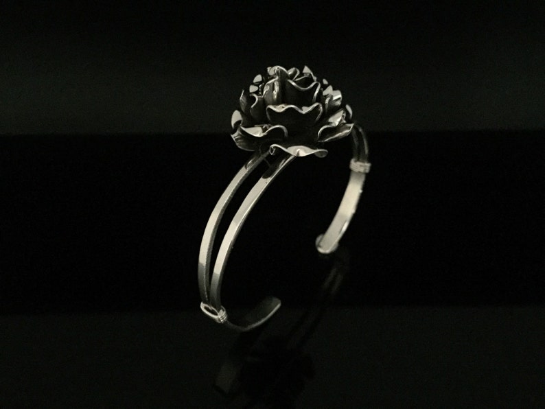 Flower Bracelet Flower Cuff Sterling Rose Cuff Silver Rose Cuff Silver Cuffs Rose Cuff 925 Sterling Silver