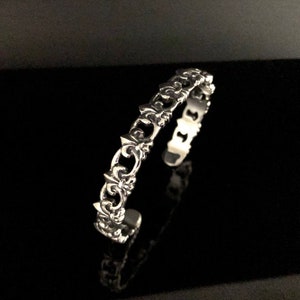 Zilveren Fleur-de-Lis-manchet - 925 sterlingzilver -- Zilveren manchet