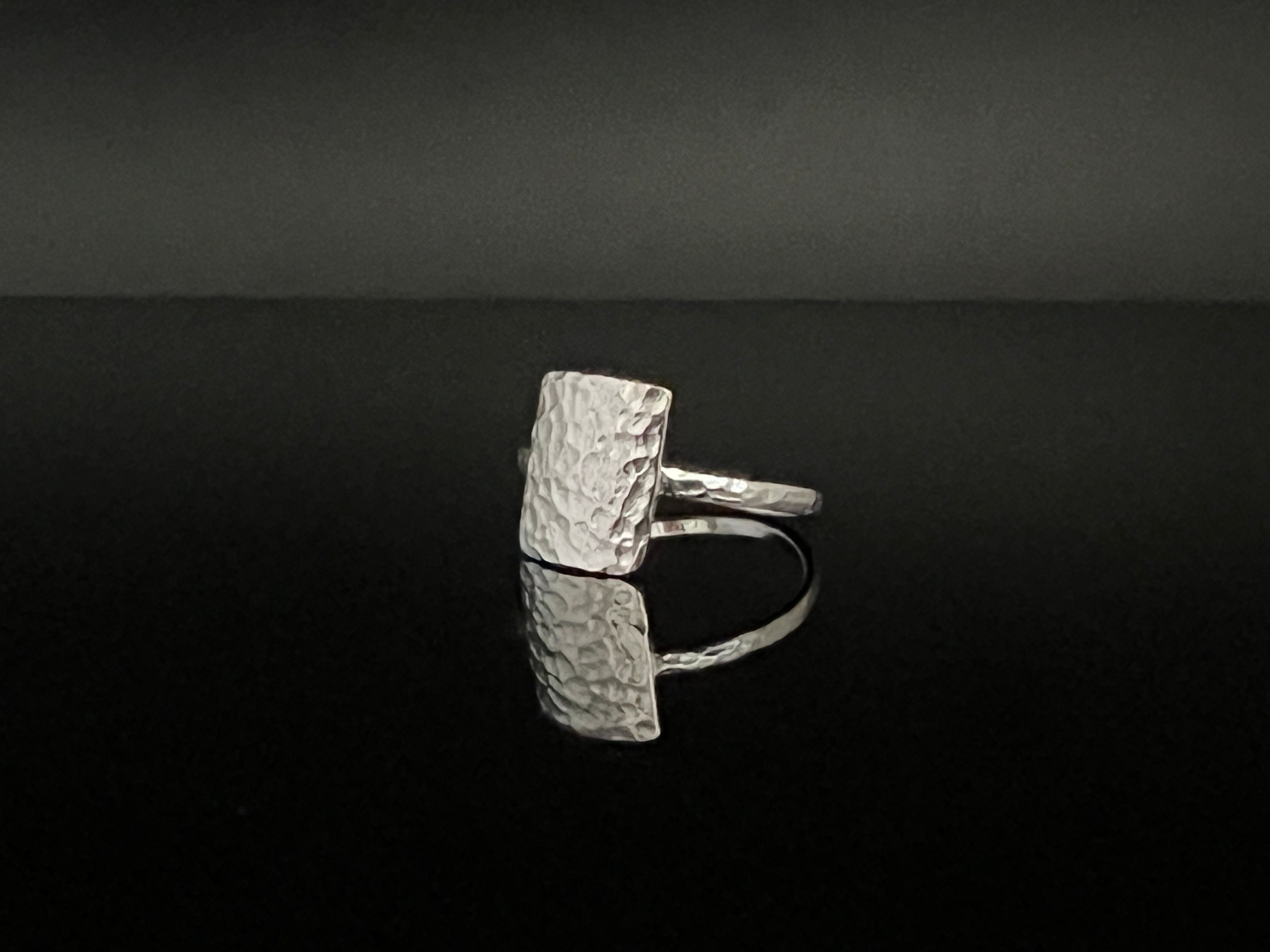 Hammered Rectangular Silver Ring // 925 Sterling Silver // Handmade // Size 5 to 9 // Ring for Women