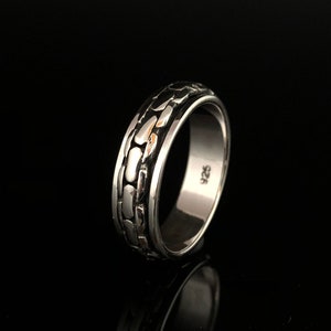 Chain Link Spin Ring // 925 Sterling Silver // Silver Spinner Ring // Sterling Spin Ring
