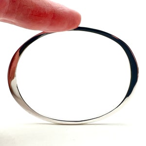 Oval Silver Bangle with Flat Sides - 925 Sterling Silver -- Silver Bangles