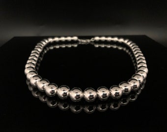 10mm Italian Silver Bead Necklace or Bracelet // 925 Sterling Silver // 7.5 to 20 Inches Length // Lobster Clasp