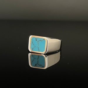 Turquoise Signet Ring // 925 Sterling Silver // Sizes 8 to 11 Available // Men’s Turquoise Ring