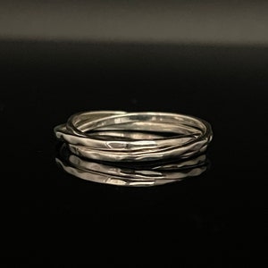 Bague roulante martelée trois bandes // Bague roulante fine triple bande // Argent sterling 925