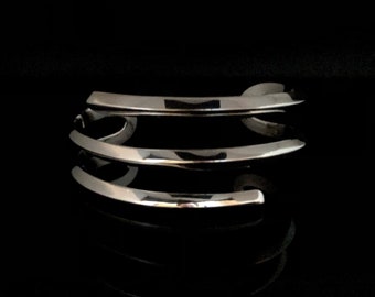 Edged Silver Cuff Bracelet - 925 Sterling Silver -- Silver Cuffs
