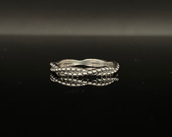 Beaded Braid Silver Ring // 925 Sterling Silver // Oxidized