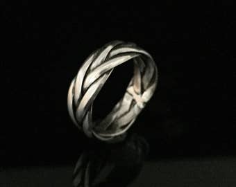Geflochtener Sterling Silber Ring - Bali Style - 6 mm Band