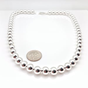 8mm Italian Silver Bead Necklace or Bracelet // 925 Sterling Silver // 7 to 20 Inches Length // Lobster Clasp // Ball Necklace image 4