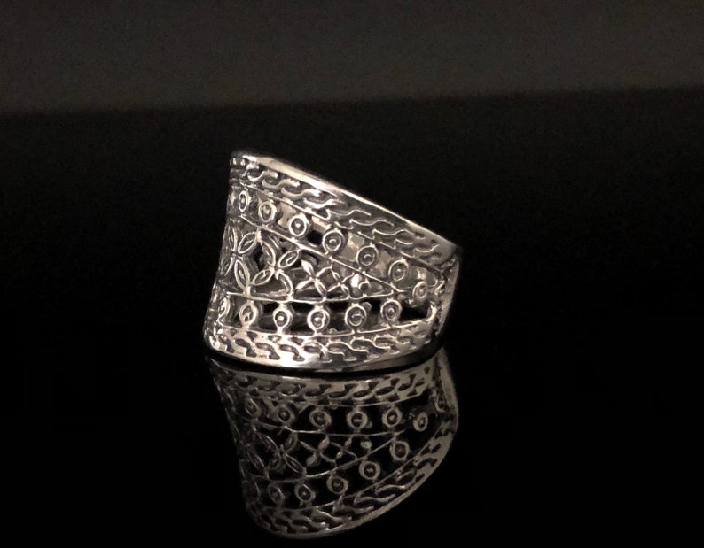 Etched Silver Ring Detailed Silver Ring Filigree Silver Ring Sterling Silver