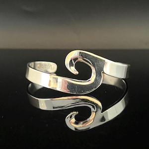 Ocean Wave Cuff - 925 Sterling Silver -- Silver Cuffs