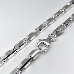 Men&#39;s Heshe Silver Chain Necklace // Strong Pendant Chain // 925 Sterling Silver // Italian Chain 3.4mm Heshe 14