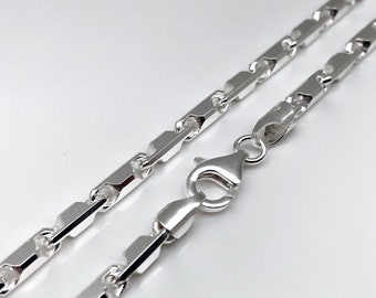 Men's Heshe Silver Chain Necklace // Strong Pendant Chain // 925 Sterling Silver // Italian Chain